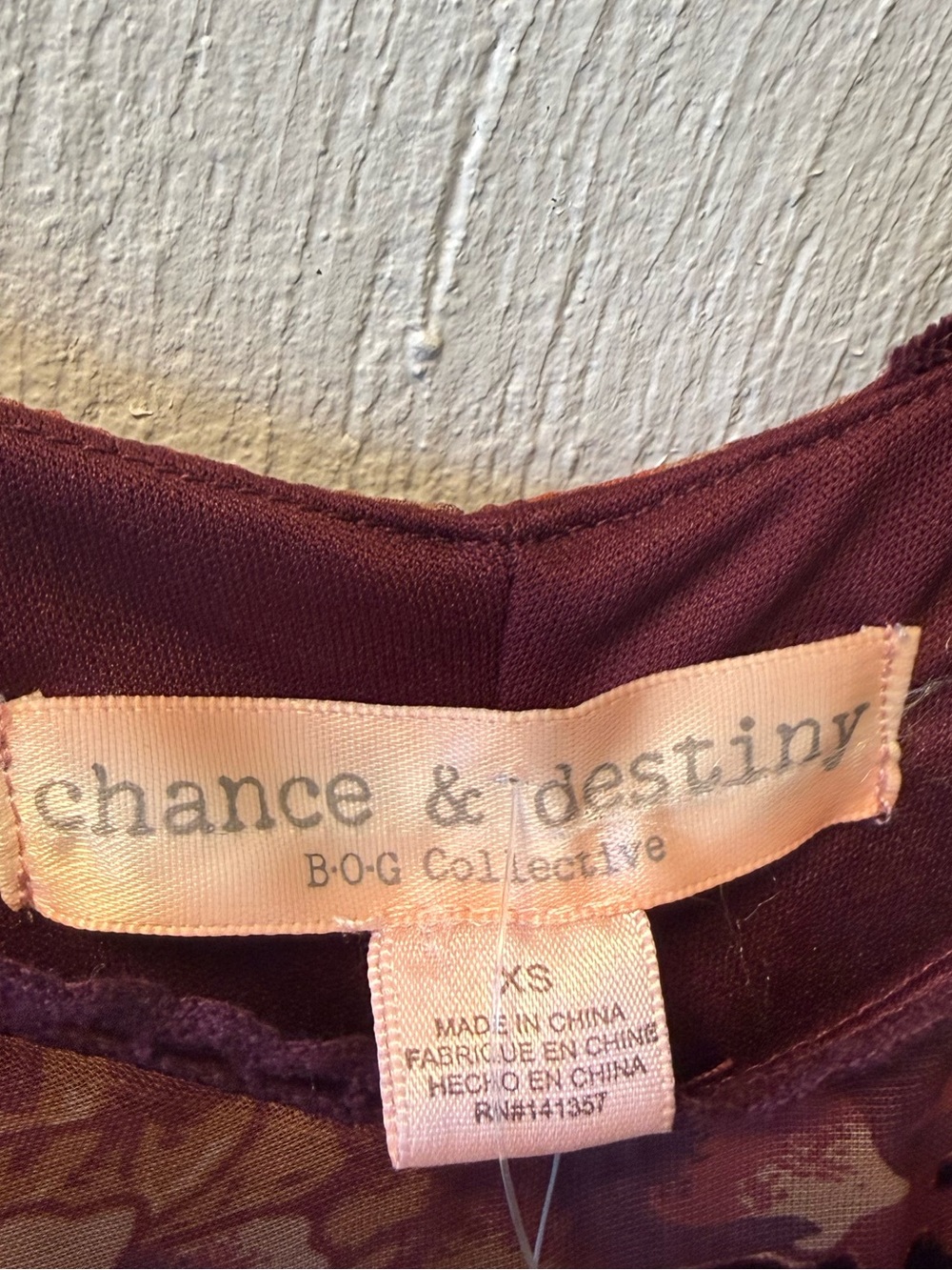 B.O.G. Collective Burgundy Floral Burnout Slip Dress Whimsigoth Midi NWT XS - Picture 5 of 8